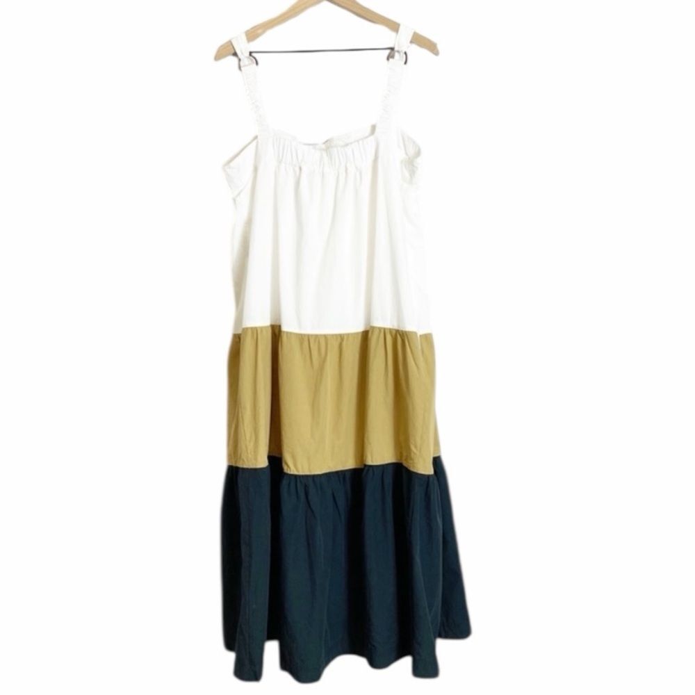 Anthropologie Maeve Ashleigh Colorblock Tiered Midi Dress Cotton M - Picture 4 of 11